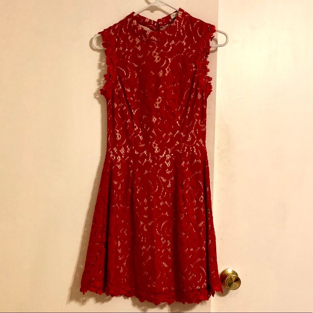 Ruby red open back cocktail dress